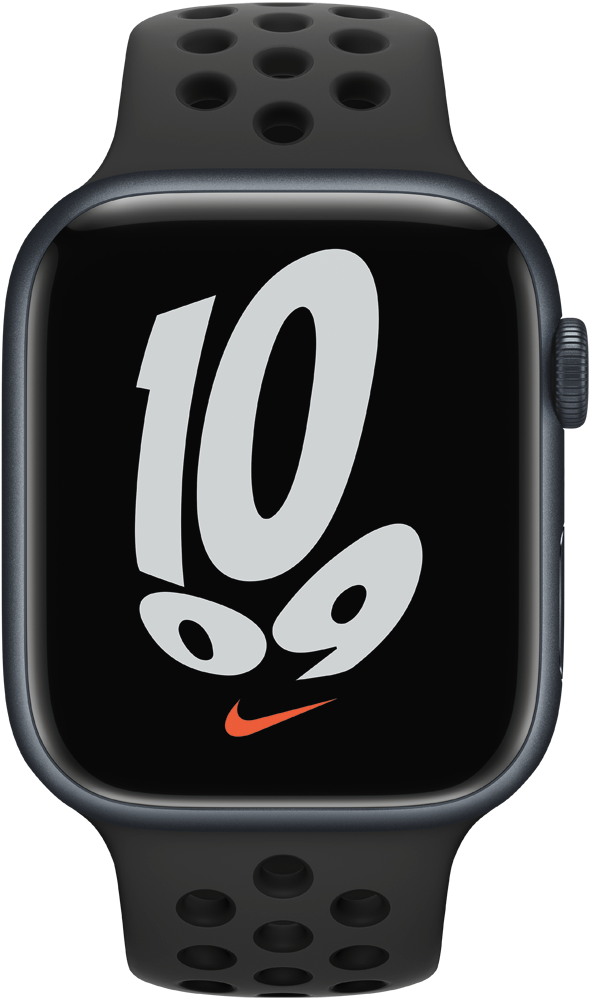 Часы Apple Watch Nike Series 7 GPS 45мм корпус из алюминия Темная ночь + ремешок Черный (MKNC3RU/A) 0200-2792 MKNC3RU/A Watch Nike Series 7 GPS 45мм корпус из алюминия Темная ночь + ремешок Черный (MKNC3RU/A) - фото 2