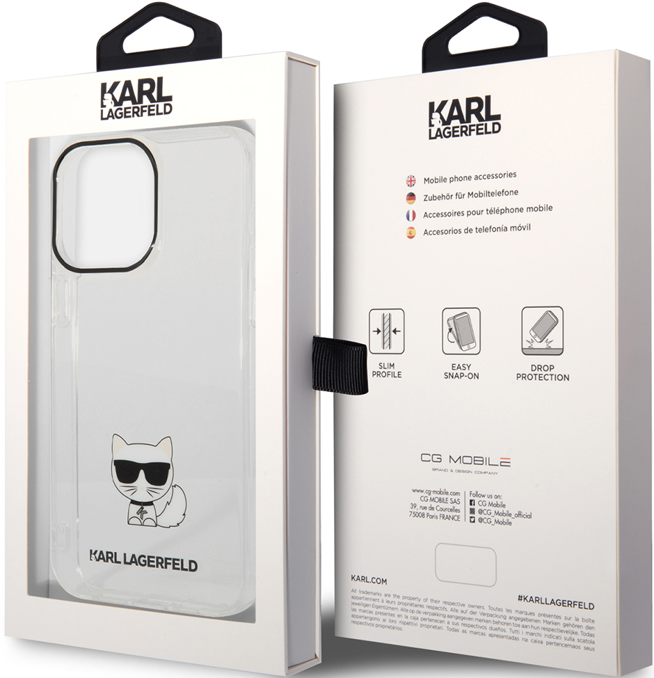 Чехол-накладка Karl Lagerfeld iPhone 14 Pro Max Choupette Body Logo and Black Camera Outline Прозрачный KLHCP14XCTTR 0319-0643 - фото 5