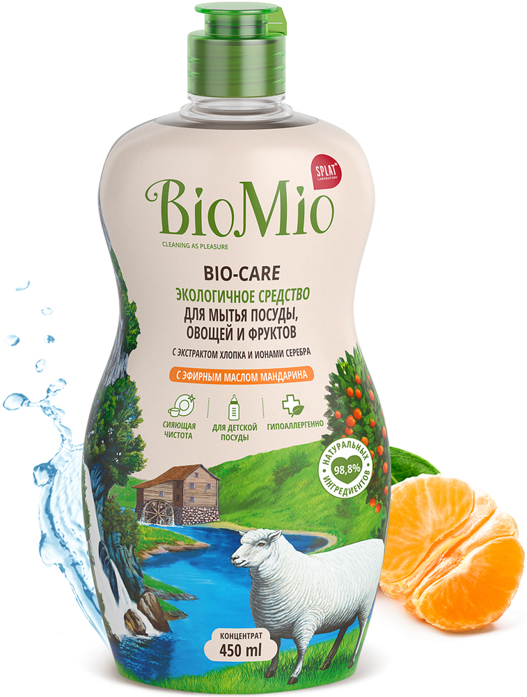 Средство для мытья посуды BioMio Bio-Care с эфирным маслом мандарина экстрактом хлопка ЭКО 750 мл