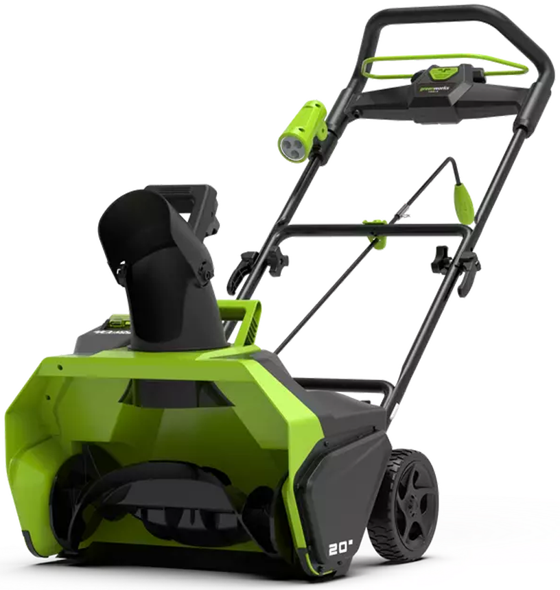 

Снегоуборщик Greenworks, GD40SB 40V аккумуляторный с 1хАКБ 4 А.ч и ЗУ Зеленый