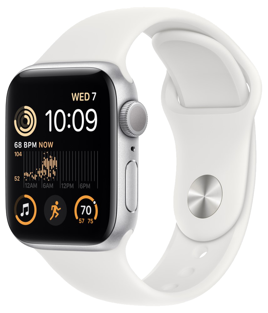 Часы Apple Watch SE 2022 GPS 44мм корпус из алюминия серебро + ремешок Белый 0200-3224 Watch SE 2022 GPS 44мм корпус из алюминия серебро + ремешок Белый - фото 1