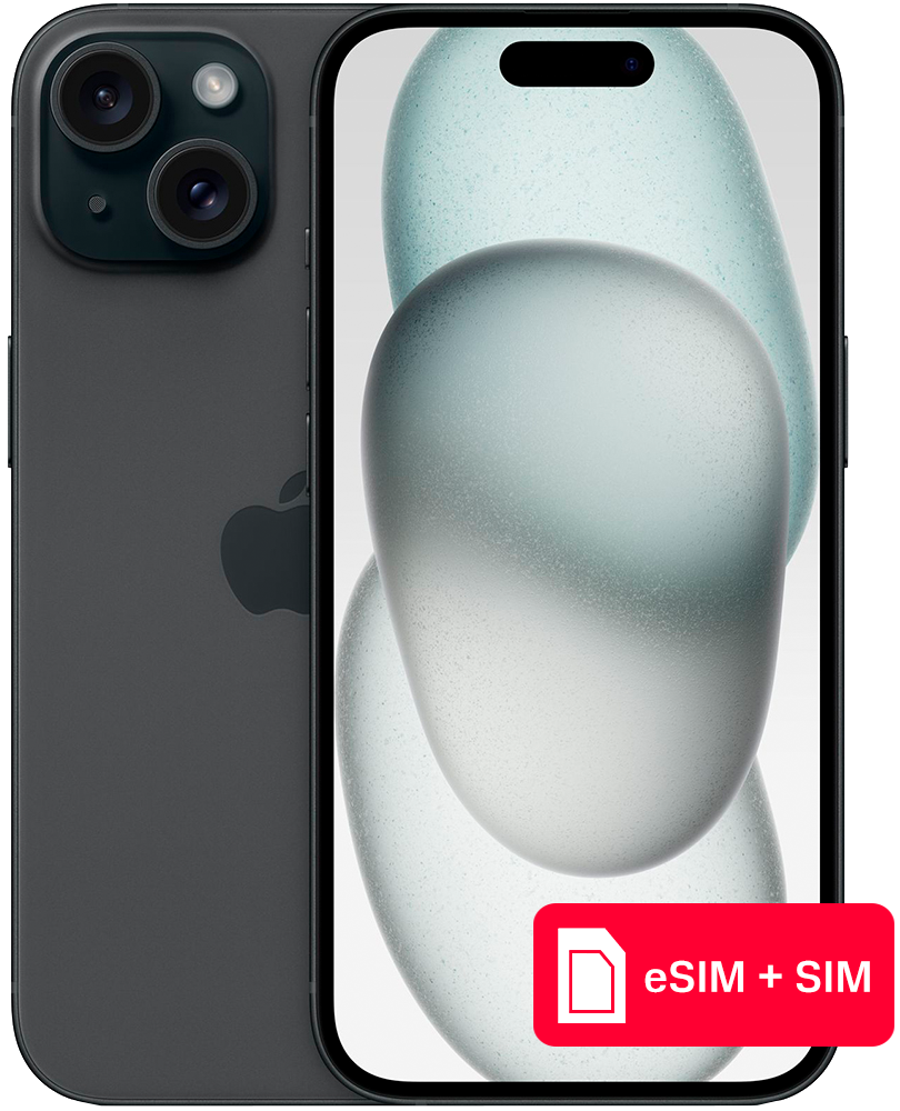 Смартфон Apple iPhone 15 256Gb eSIM + SIM Черный