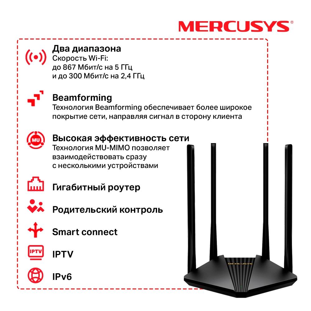 Роутер Mercusys MR30G Wi-Fi Черный 0200-3592 - фото 9