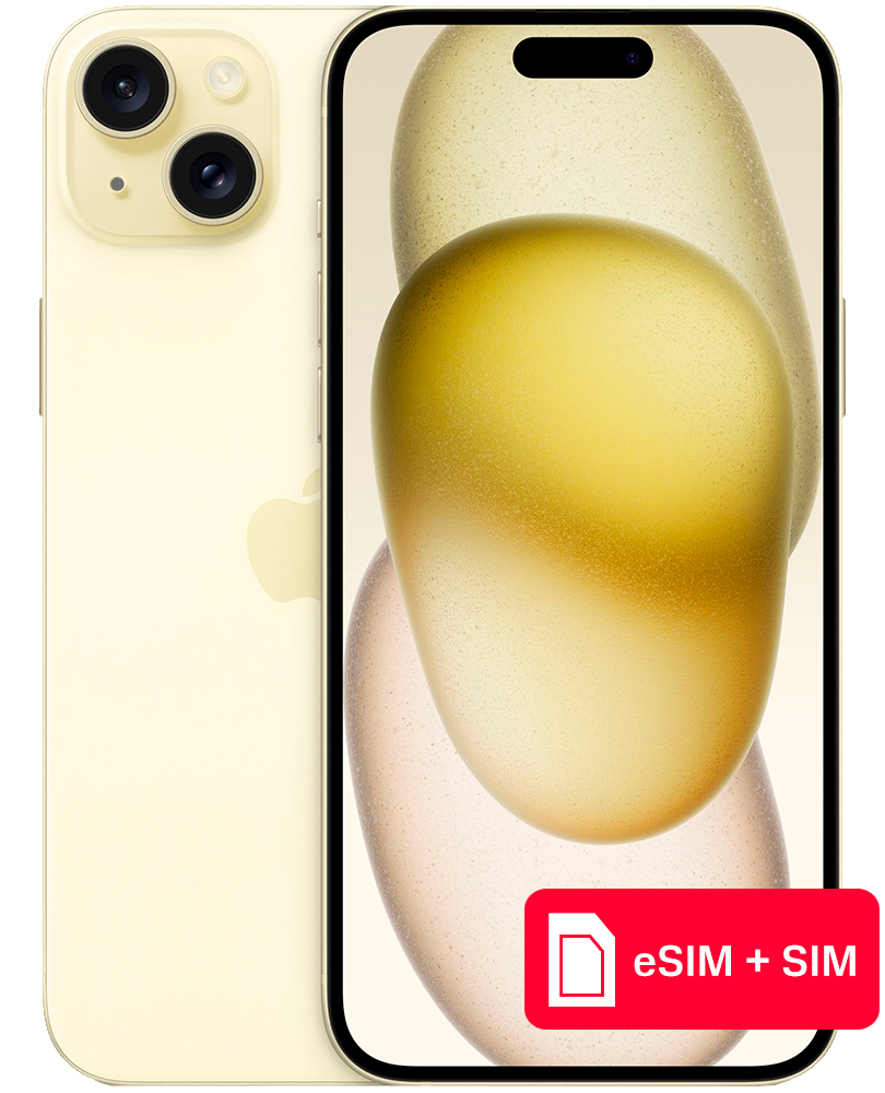 

Смартфон Apple, iPhone 15 Plus 128Gb eSIM + SIM Желтый