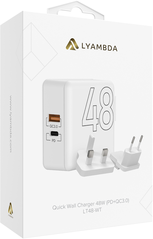 СЗУ LYAMBDA LT48 Type-C USB-A PD Quick Charge White 0307-0721 - фото 5