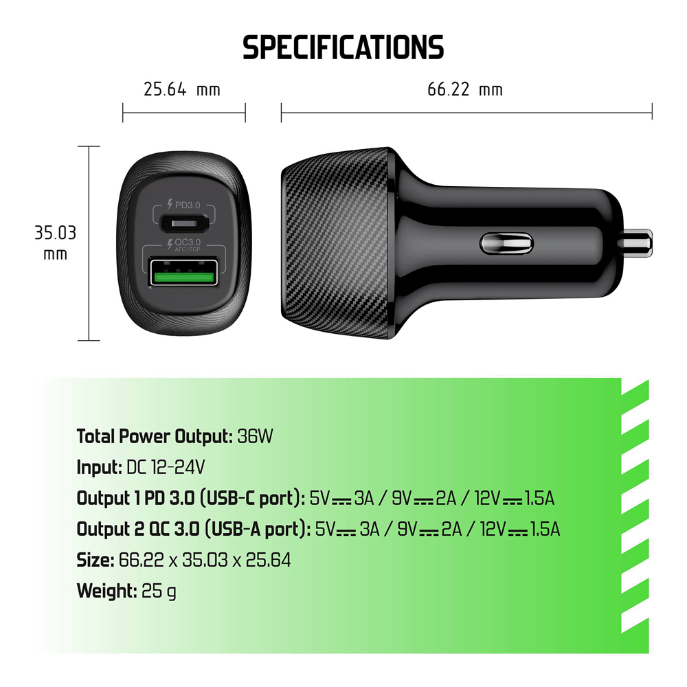 АЗУ Dorten 36W Quick Charger QC3.0+PD3.0 универсальное Black 0304-0442 36W Quick Charger QC3.0+PD3.0 универсальное Black - фото 5