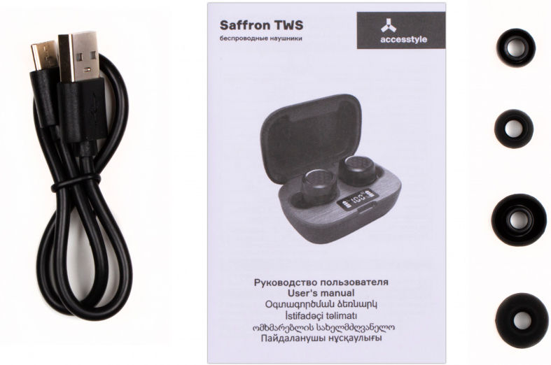 Беспроводные наушники с микрофоном Accesstyle Saffron TWS Black 0406-1412 - фото 6