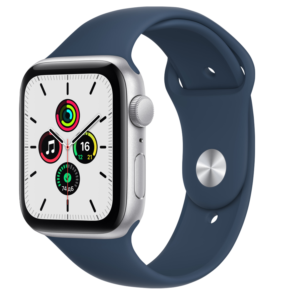 Часы Apple Watch SE GPS 44мм корпус из алюминия Серебро + ремешок Синий (MKQ43) 0200-3278 Watch SE GPS 44мм корпус из алюминия Серебро + ремешок Синий (MKQ43) - фото 1