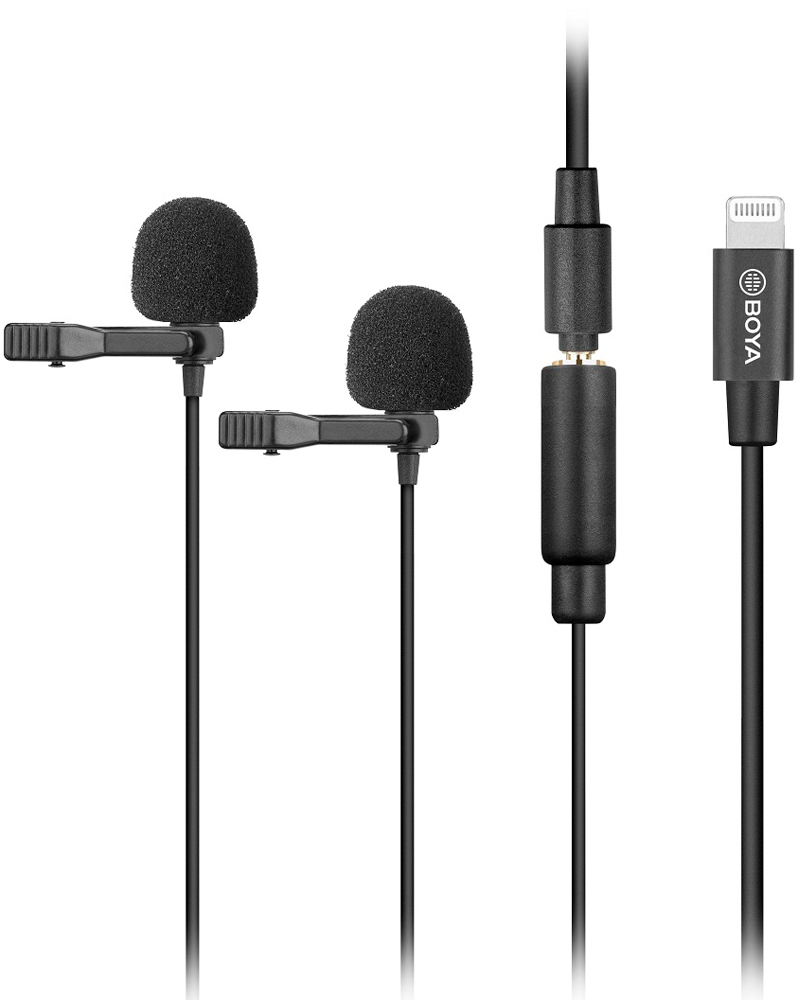 Микрофон Boya BY-M2D двойной петличный для смартфонов и планшетов Black 1800-1234 - фото 1