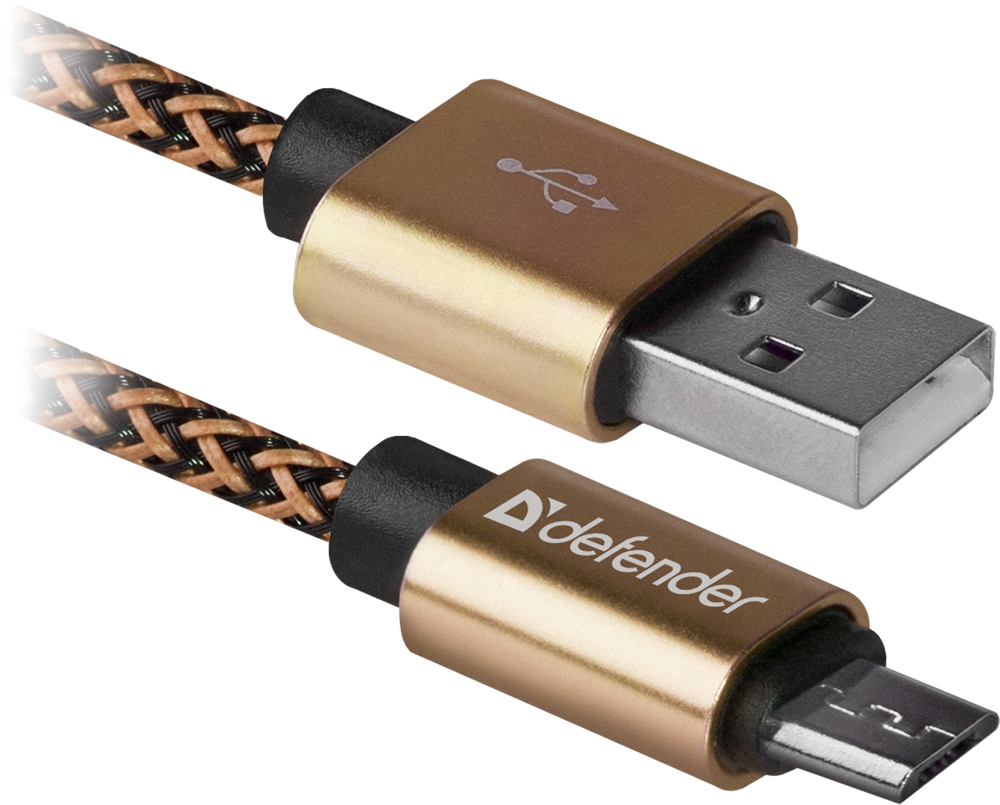 Дата-кабель Defender USB08-03T PRO USB-microUSB 1м Gold 0307-0711 - фото 1