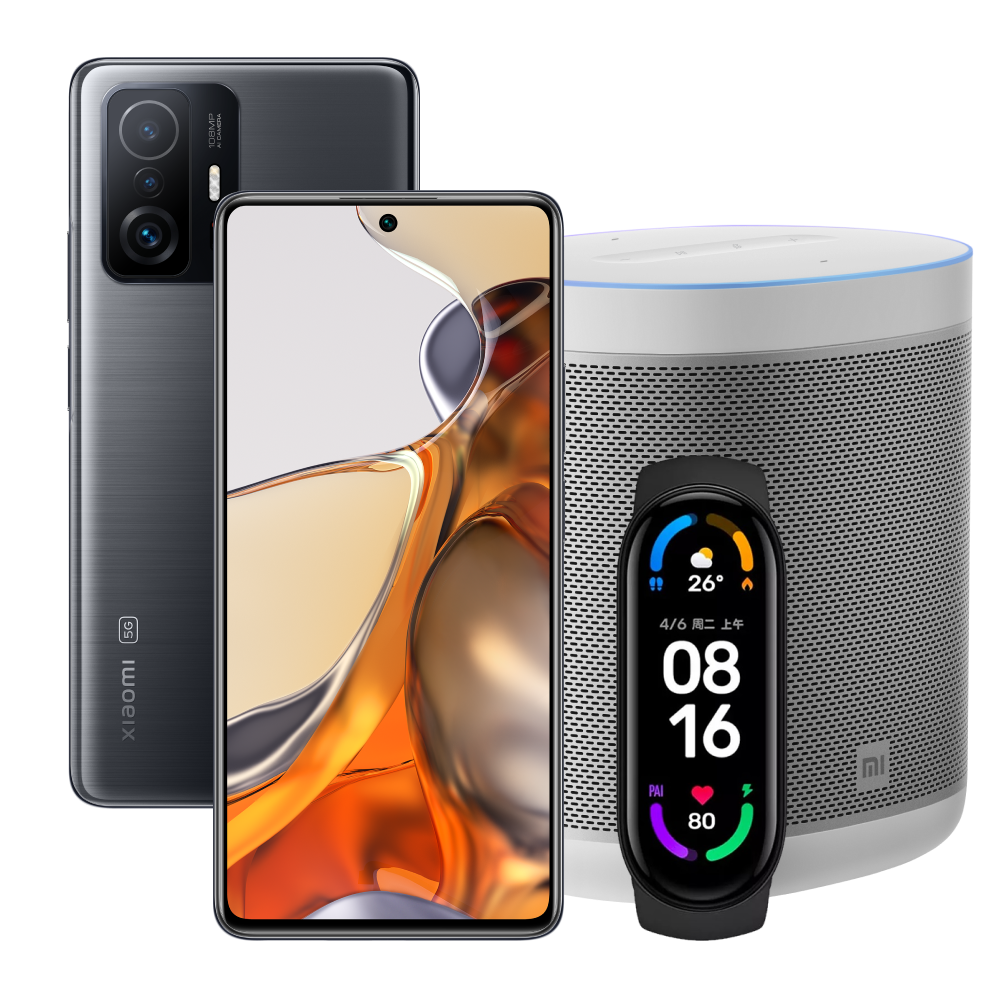 

Комплект Xiaomi, 11Т Pro 128GB 5G Gray + Браслет Mi Band 6 NFC + Колонка Mi Smart Speaker