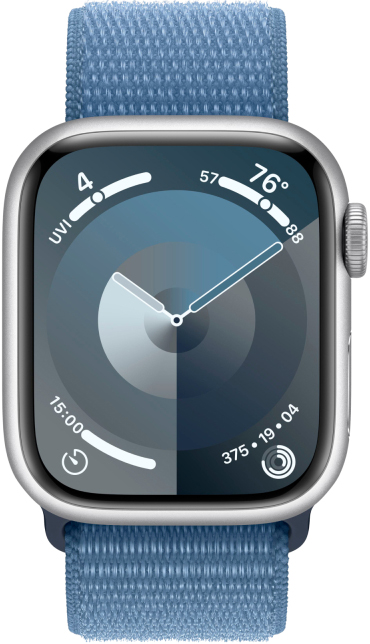 Часы Apple Watch Series 9 GPS 45мм корпус из алюминия Серебро + ремешок Sport Loop Ледяной синий 0200-3915 Watch Series 9 GPS 45мм корпус из алюминия Серебро + ремешок Sport Loop Ледяной синий - фото 2