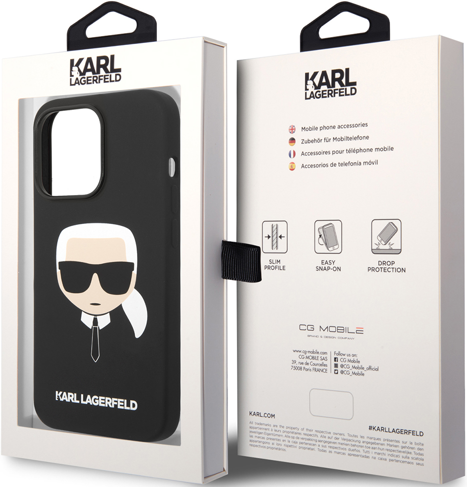 Чехол-накладка Karl Lagerfeld iPhone 14 Pro Max Magsafe Liquid Silicone Case Karl's Head Черный KLHMP14XSLKHBK 0319-0659 - фото 5