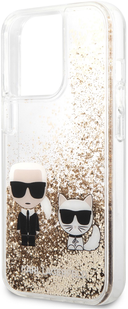 Чехол-накладка Karl Lagerfeld iPhone 13 Pro Max Liquid glitter Karl & Choupette Hard Gold Золотой 0319-0305 - фото 2