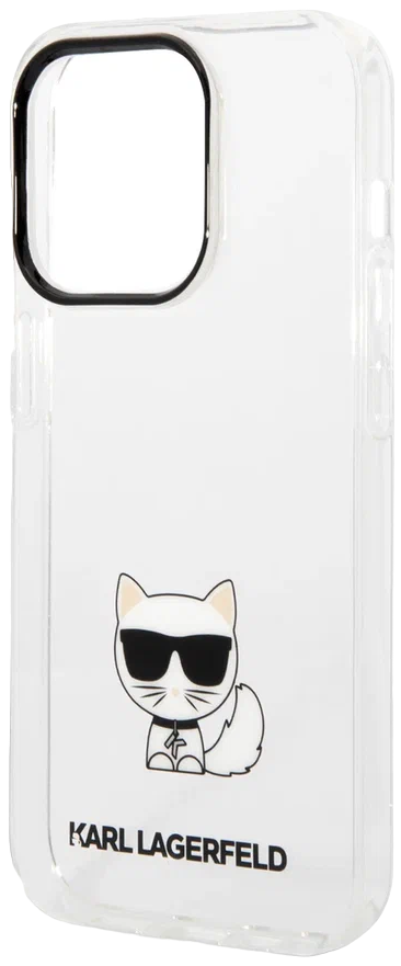 

Чехол-накладка Karl Lagerfeld, iPhone 14 Pro Choupette Body Logo and Black Camera Outline KLHCP14LCTTR Прозрачный