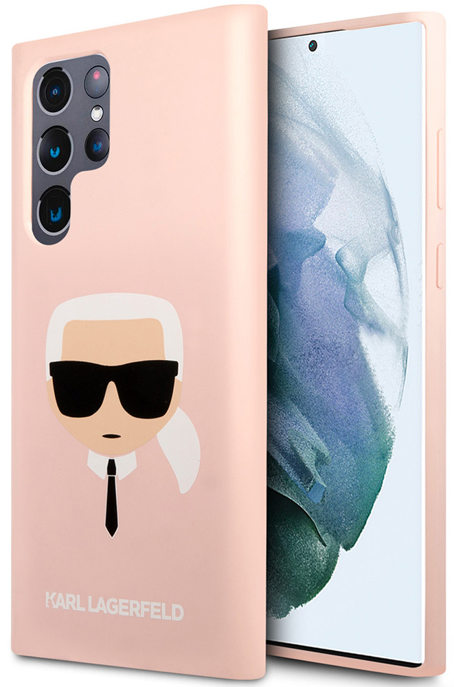 Чехол-накладка Karl Lagerfeld для Samsung Galaxy S22 Ultra Liquid silicone Karl's Head Hard Розовый 0319-0399 - фото 4
